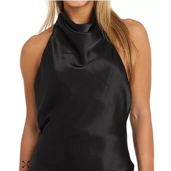 Morgan & Company Juniors Halter-neck Feather Trim Black Mini Dress Women’s 7 NWT - Picture 2 of 11